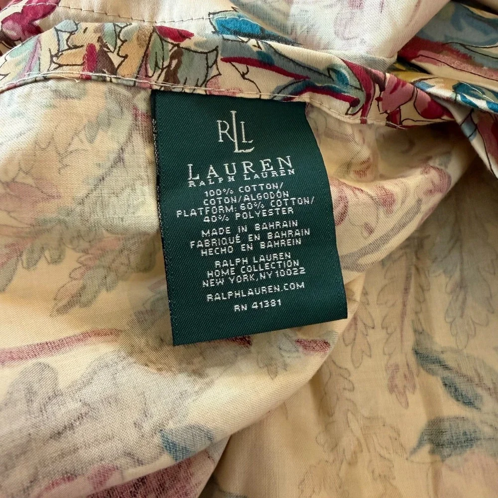 Vtg Ralph Lauren Ruffled Bedskirt Tangier Floral Queen Yellow Romantic Retired